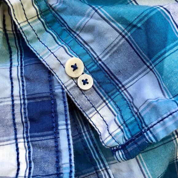 Urban Pipeline Blue Plaid Long Sleeve Button Down Shirt Medium - Picture 7 of 7